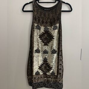 All Saints Metallic Geometric Mini Dress